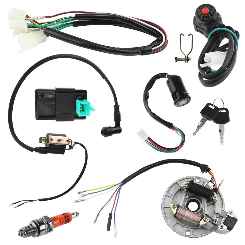 PRO BAT Lifan Complete Kick Starter Engine Wiring Harness Loom with A7TJC Spark Plug Coil Magneto for X50 CRF50 70cc 110cc 125cc 140cc 150cc Pit Dirt Trail Pro Bike - Image 1